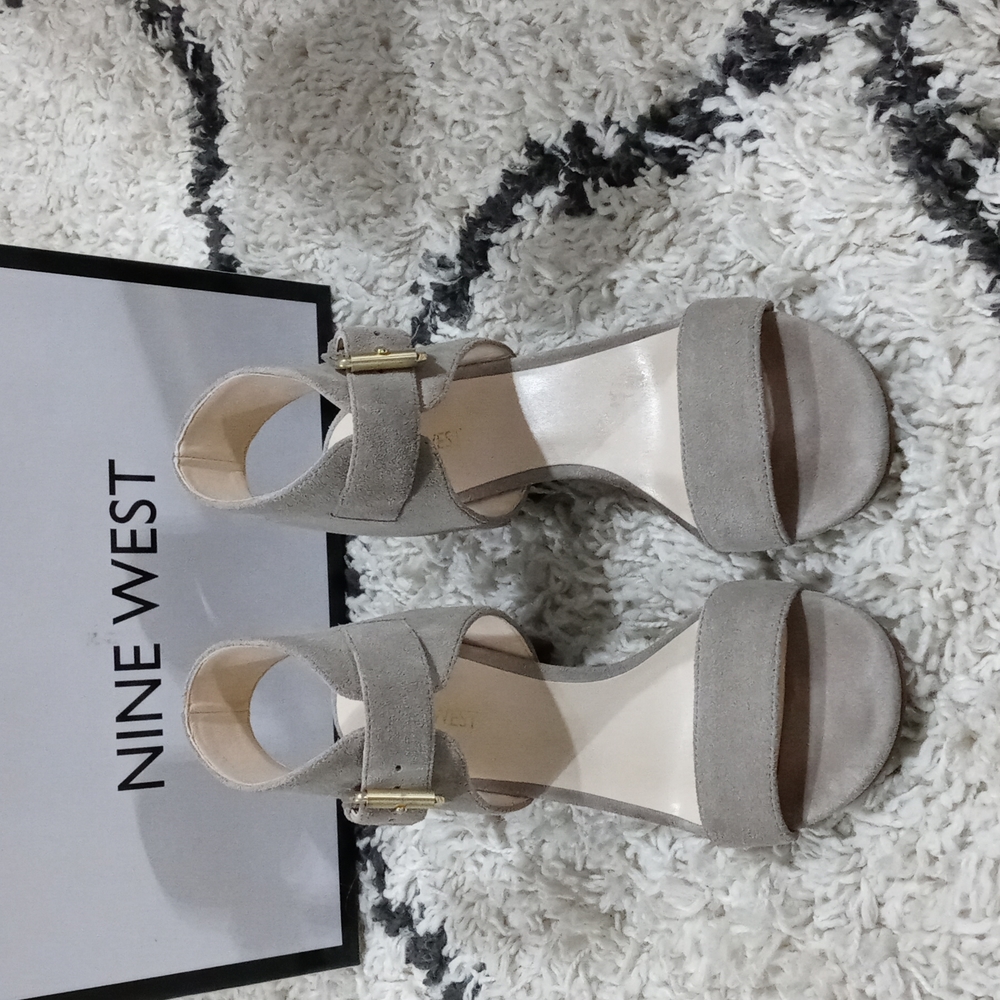 Nine West heeled sandals.  Tan suede.  Size 8.5.  Worn 2-3 times.